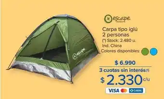 Carrefour Carpa tipo iglú 2 personas escape oferta