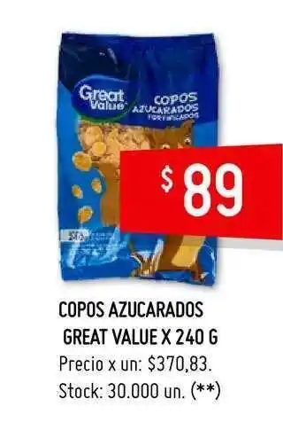 Walmart Great Value Copos Azucarados 240g oferta