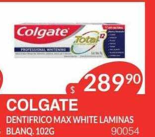 Masivos Colgate dentifrico max white laminas blanq oferta