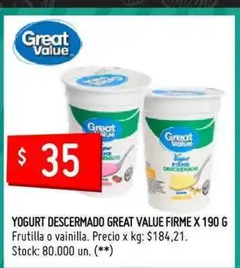 Walmart Great Value Yogurt Descremado Firme 190g oferta