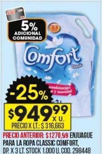Coto Enjuague Para La Ropa Classic Comfort oferta