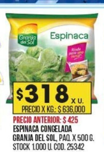 Coto Espinaca Congelada Granja del Sol oferta