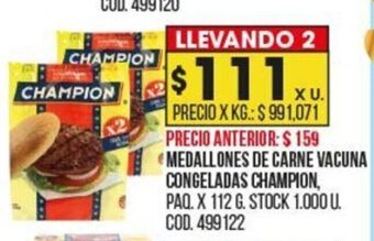 Coto Medallones de Carne Vacuna Congeladas Champion oferta
