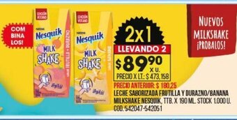 Coto Leche Saborizada Frutilla Y Durazno/Banana Milkshake Nesquik oferta