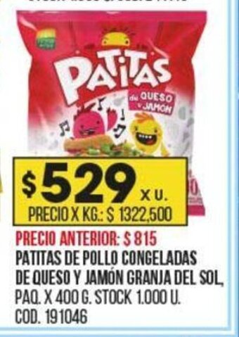 Coto Patitas de Pollo Congeladas de Queso Y Jamón Granja del Sol oferta