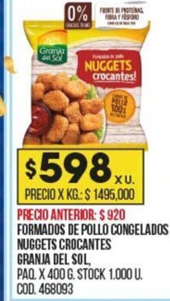 Coto Formados de Pollo Congelados Nuggets Crocantes Granja del Sol oferta