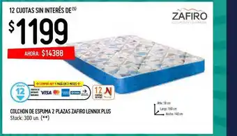 Walmart Zafiro Colchon De Espuma 2 Plazas Lennix Plus oferta