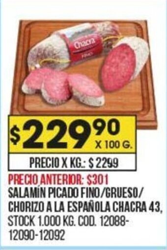 Coto Salamín Picado Fino/Grueso/Chorizo a La Española Chacra 43 oferta