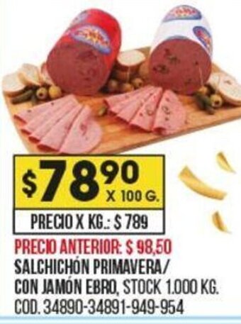 Coto Salchichón Primavera/ Con Jamón Ebro oferta