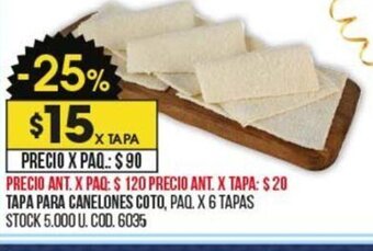 Coto Tapa Para Canelones Coto oferta