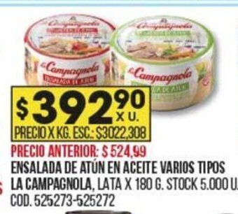 Coto Ensalada de Atún en Aceite Varios Tipos La Campagnola oferta