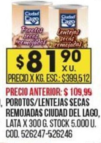Coto Porotos/Lentejas Secas Remojadas Ciudad Del Lago oferta