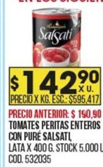 Coto Tomates Peritas Enteros Con Puré Salsati oferta