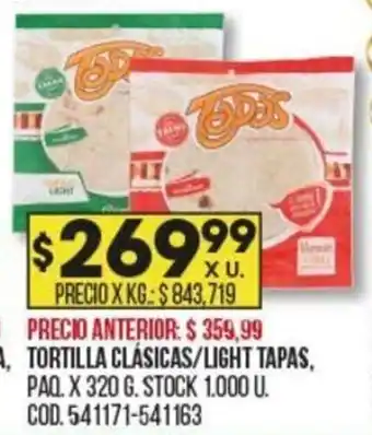 Coto Tortillas Clásicas/Light Tapas oferta