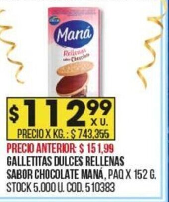 Coto Galletitas Dulces Rellenas Sabor Chocolate Maná oferta