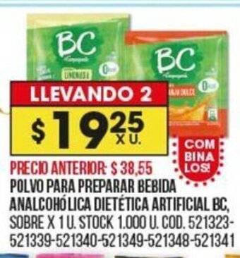 Coto Polvo Para Preparar Bebida Analcohólica Dietética Artificial BC oferta