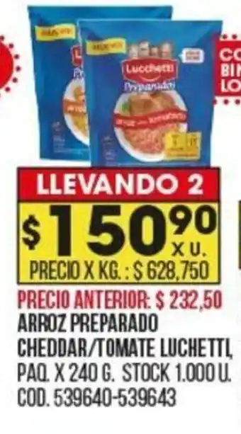 Coto Arroz Preparado Cheddar/Tomate Luchetti oferta