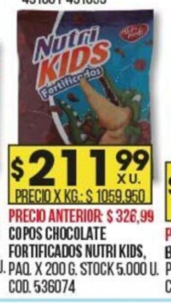 Coto Copos Chocolate Fortificados Nutri Kids oferta