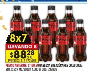 Coto Gaseosa Sin Azúcares Coca Cola oferta