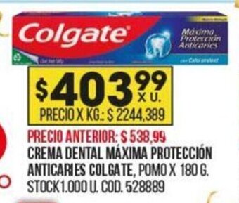 Coto Crema Dental Máxima Protección Anticaries Colgate oferta