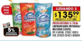 Coto Limpiador Baño/Antigrasa/Multiusos Ecovita oferta