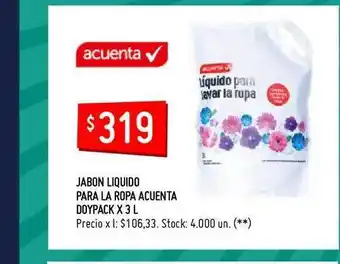 Walmart Acuenta Jabon Liquido Para La Ropa Doypack 3L oferta
