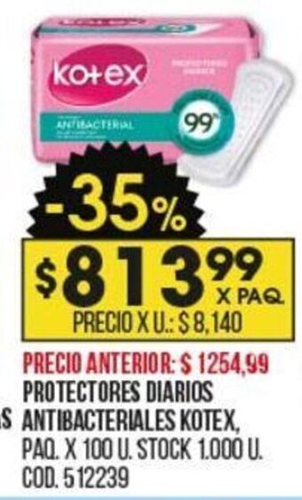 Coto Protectores Diarios Antibacteriales Kotex oferta