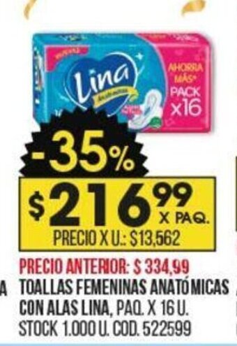 Coto Toallas Femeninas Anatomicas Con Alas Lina oferta