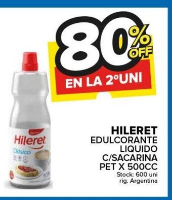 Carrefour Maxi Hileret Edulcorante Liquido C/Sacarina Pet x 500cc oferta