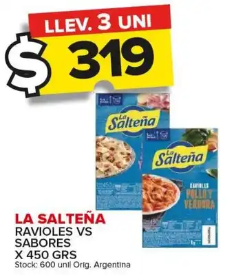 Carrefour Maxi La Salteña Ravioles vs Sabores x 450grs oferta