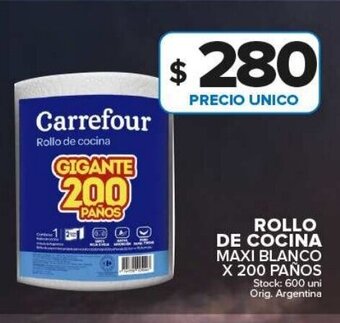 Carrefour Maxi Rollo de Cocina Maxi Blanco x 200 Paños oferta