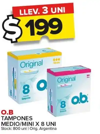 Carrefour Maxi O.B Tampones Medio/Mini x 8Uni oferta