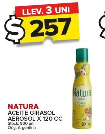 Carrefour Maxi Natura Aceite Girasol Aerosol x 120cc oferta