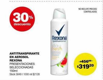 Atomo Conviene Antitranspirante en aerosol rexona 30% descuento oferta