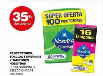 Atomo Conviene Protectores toallas femeninas y tampones nosotras 35% descuento oferta
