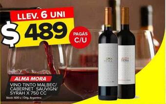 Carrefour Maxi Alma mora vino tinto malbec cabernet sauvign syrah oferta