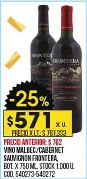Coto Vino malbec cabernet sauvignon frontera oferta