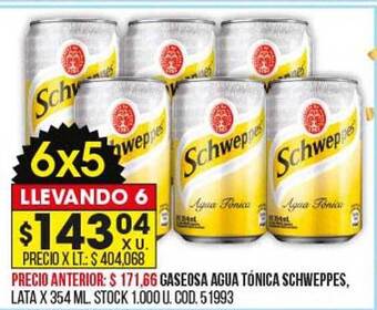 Coto Gaseosa agua tónica schweppes oferta