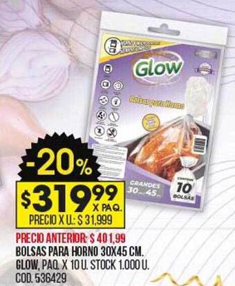 Coto Bolsas para horno 30x45cm glow oferta