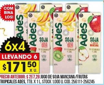 Coto Jugo de soja manzana frutas tropicales ades oferta