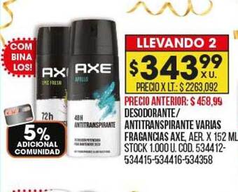 Coto Desodorante antitranspirante varias fragancias axe oferta