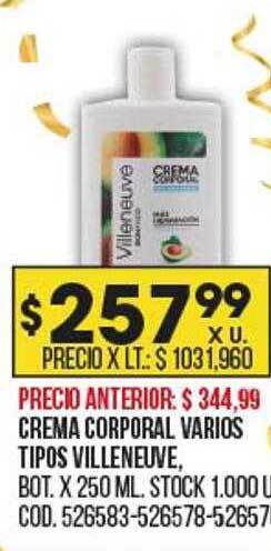 Coto Crema corporal varios tipos villeneuve oferta