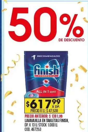 Coto Lavavajilla en tabletas finish 50% de descuento oferta