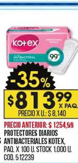 Coto Protectores diarios antibacteriales kotex oferta