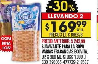 Coto Suavizante para la ropa varias fragancias ecovita oferta