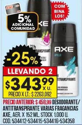 Coto Desodorante antitranspirante varias fragancias axe oferta