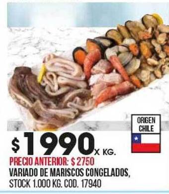 Coto Variado de mariscos congelados oferta