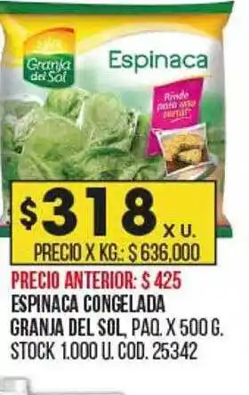 Coto Espinaca congelada granja del sol oferta