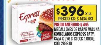 Coto Medallones de carne vacuna congelados express paty oferta
