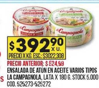 Coto Ensalada de atún en aceite varios tipos la campagnola oferta
